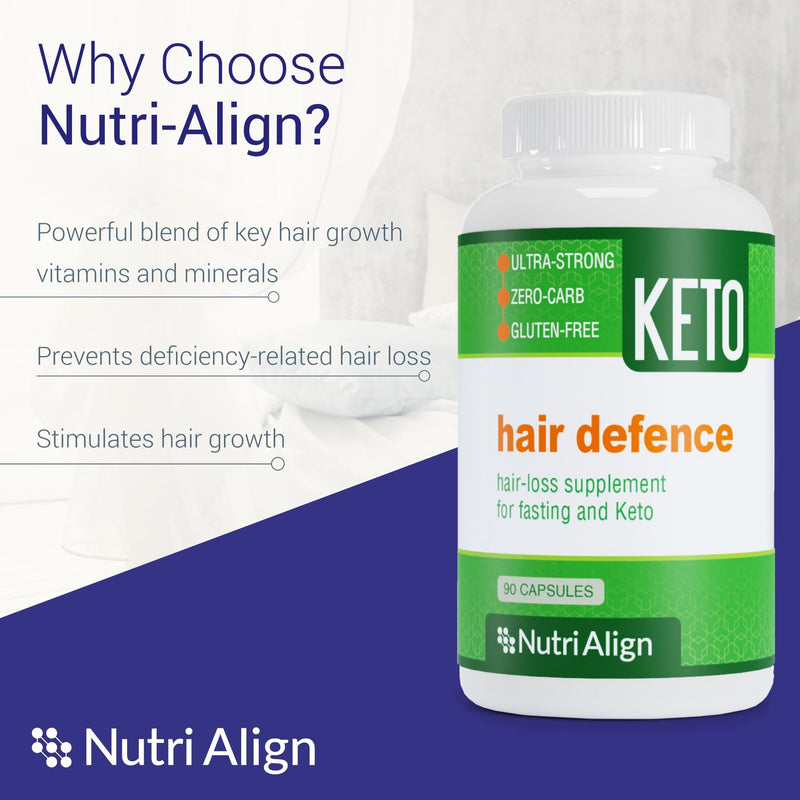 Nutri-Align Hair Defence Biotin Complex | 90 Capsules - High Strength Biotin Hair Vitamins for Hair Loss | Hair Growth Biotin Supplements - 2500mcg per Capsule | Vitamin A, Folic Acid & Calcium