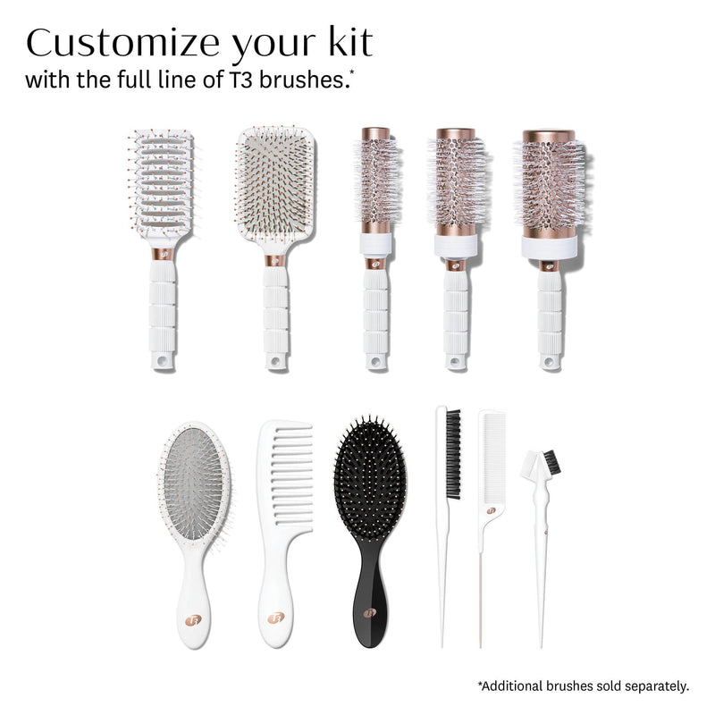 T3 Detangle Duo Brush Set | Detangling Brush and Shower Comb Set | Comb to Disperse Liquid & Brush to Detangle Wet Hair| For All Hair Lengths and Textures, white, 1 Count (Pack of 1)