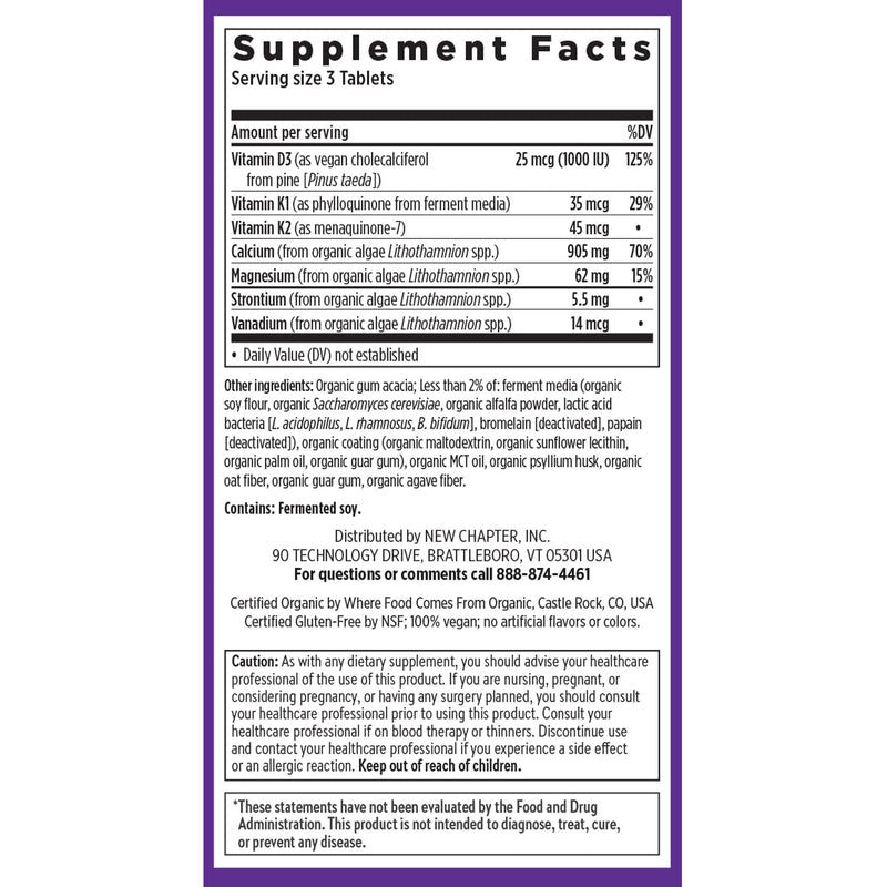 New Chapter Bone Strength Take Care - Bone & Heart Health Supplement - Clinically Studied Plant Calcium from Red Marine Algae - Vegan, Organic, Gluten Free & Kosher - 120 Slim Tablets 120 Count (Pack of 1)