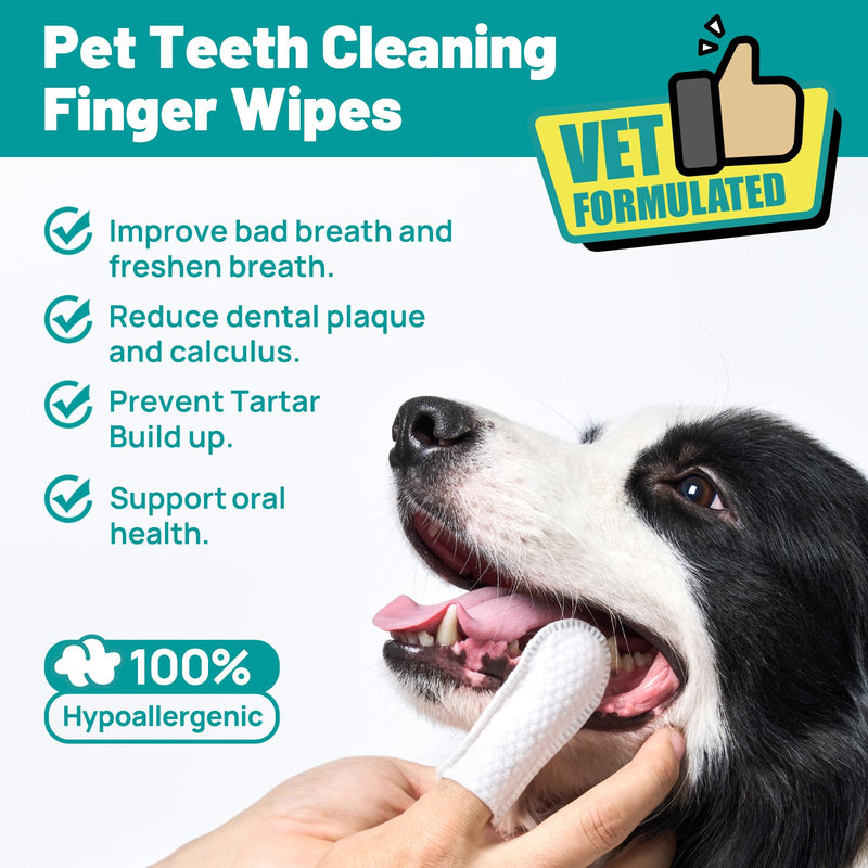 [Australia] - Dog Dental Care Finger Wipes - Teeth Cleaning Finger Wipes for Dog & Cats - Tooth Brushing Kit Dental Wipes for Dog - Reduces Plaque & Freshens Breath (50 PCS, Beef) 50 PCS 