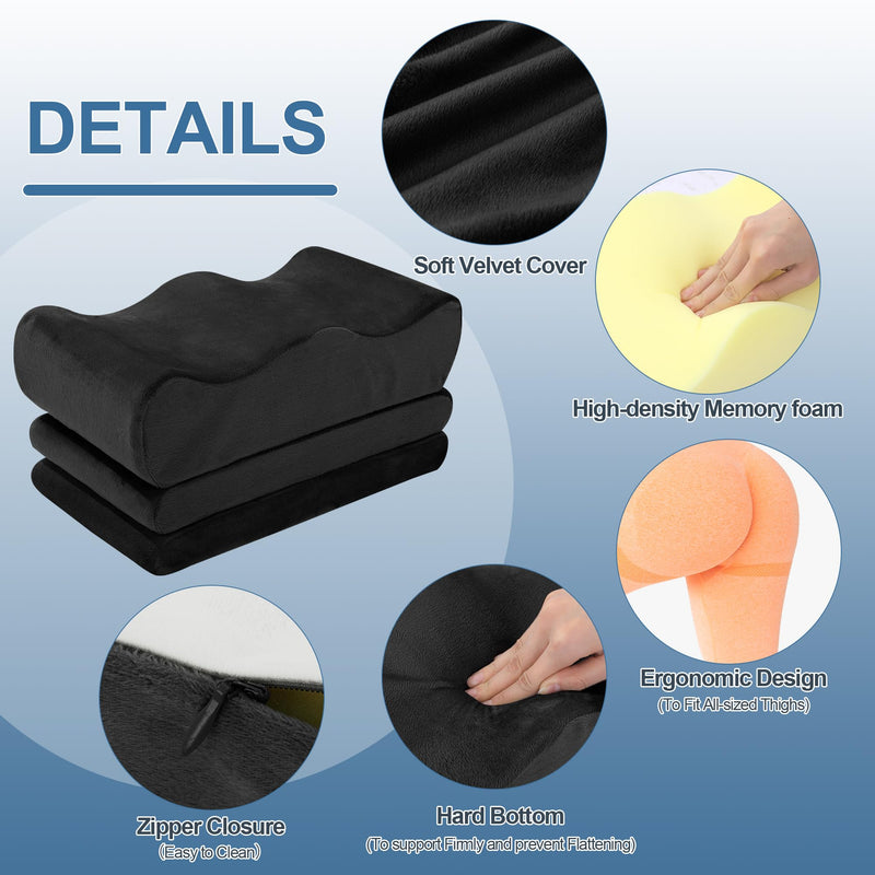 [Australia] - HOMBYS Adjustable Height BBL Pillow After Surgery for Sleeping,High Density Foam BBL Recovery Pillow for Sitting After Surgery, Durable Butt Pillows for Car Seats, Office and Home Chairs (Black) Black 