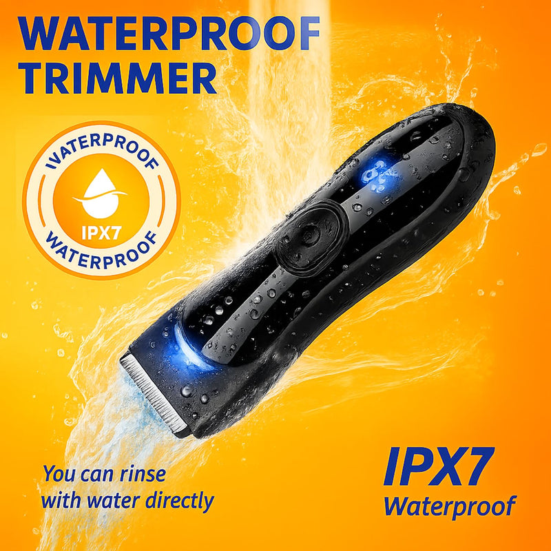 [Australia] - Manscape Groin & Body Hair Trimmer for Men, Waterproof Electric Ball Trimmer with Skin-Friendly Ceramic Blade, with LED Light Manscaping Razor for Pubic Area, Chest, Back & Armpits,90 Minutes Shaving Black 