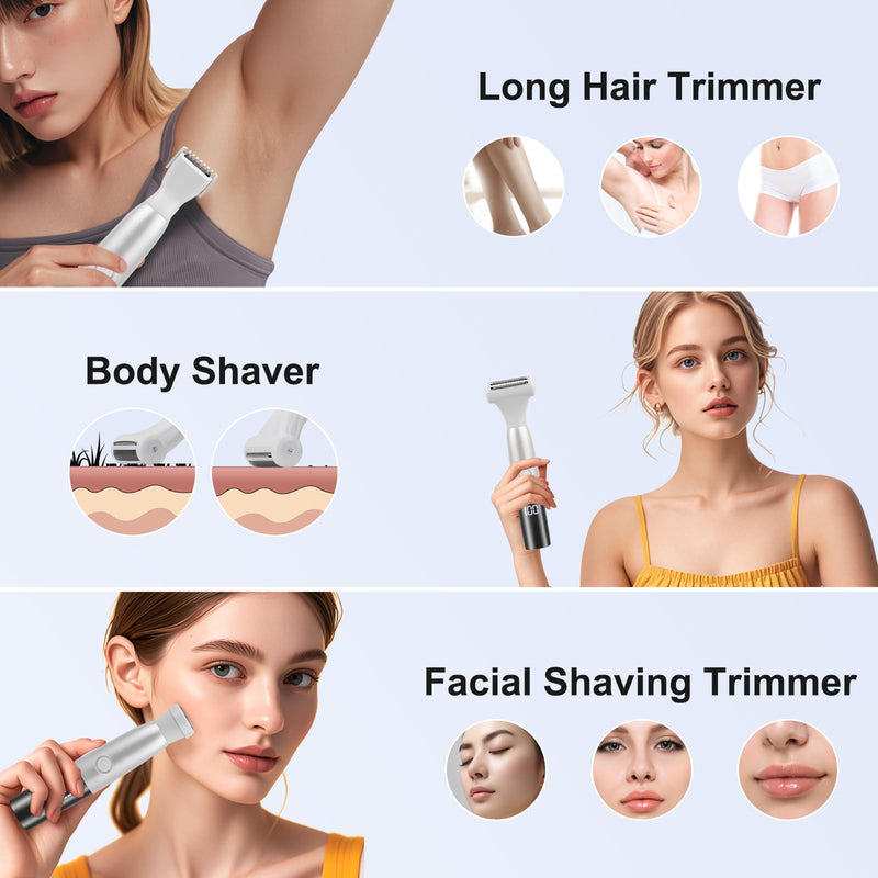 [Australia] - 5 in 1 Bikini Trimmer for Women - Electric Razors for Women, Cordless Rechargeable Electric Shaver, IPX7 Waterproof Wet Dry Lady Body Hair Remover for Face Nose Eyebrow Arm Leg Pubic Armpit Bikini 
