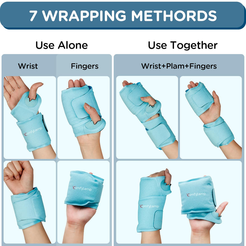 [Australia] - Comfytemp Wrist Ice Pack Wrap for Carpal Tunnel Relief, 2 Gel Packs, FSA HSA Eligible, Hot Cold Compression Brace for Hand Injuries Reusable, Achilles Tendonitis, Tenosynovitis, Men Women Surgery Gift Wrist Ice Pack Wrap 2 Pack 2.0 