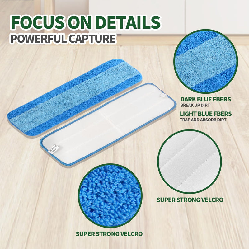 [Australia] - 3 Pack Microfiber Cleaning Pads for Bona Mop, Reusable Microfiber Mop Pads for 18 Inch Mop, Hardwood Floor Replacement Cleaning Mop Pads, Machine Washes 3 Pack Bule 