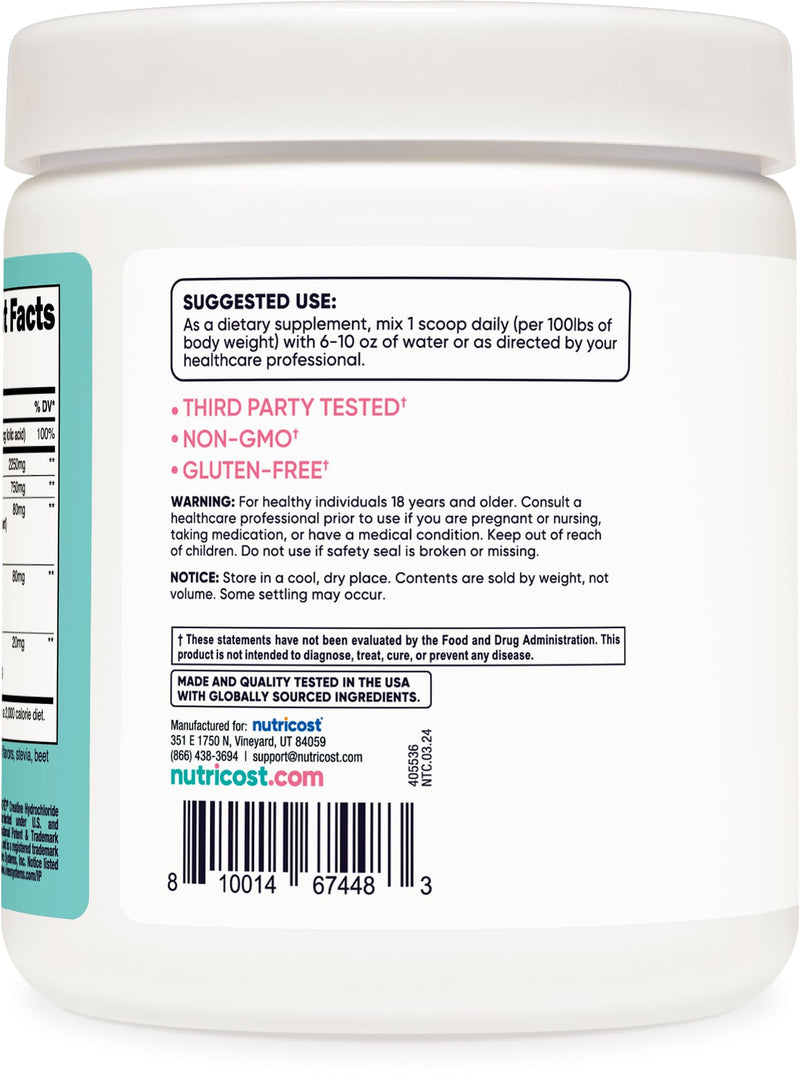 [Australia] - Nutricost Creatine Monohydrate Powder for Women, Micronized, Strawberry Lemonade, 50 Servings - Vegetarian, Non-GMO, Gluten Free 50 Servings (Pack of 1) 