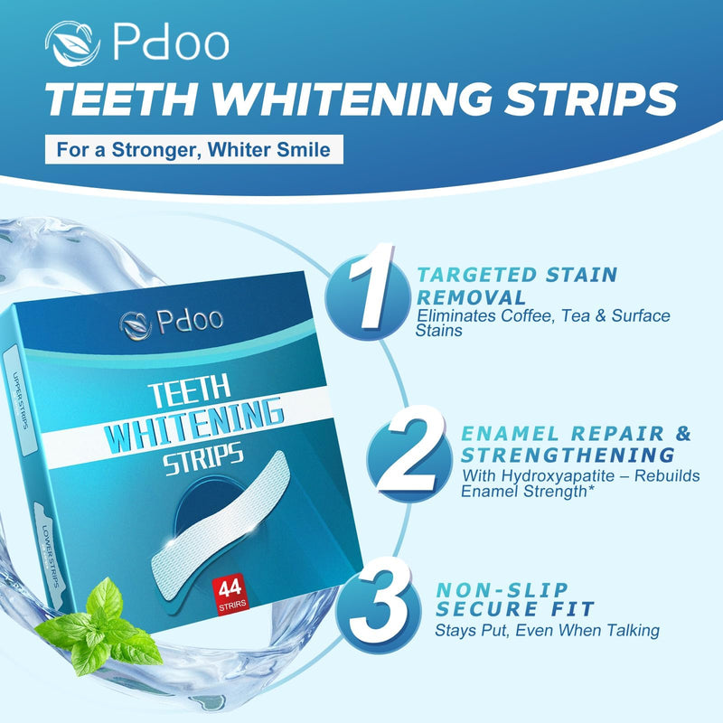 Teeth Whitening Strips for Sensitive Teeth 44 Count Whitener Strips | Tooth Whitening Stirps with Non Slip & Enamel Safe, Teeth Brightening Kit for Smoking Coffee Wine Stains Removal Fastly Blue 1 Count (Pack of 44)