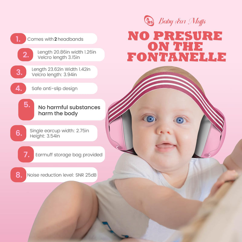 Gardtech Baby Headphones for Noise - Baby Ear Protection for Babies and Toddlers up to 36 Months, Noise Canceling Headphone for Infant Hearing Protection, Newborn 25dB SNR Ear muffs for Outdoor (Pink) Pink