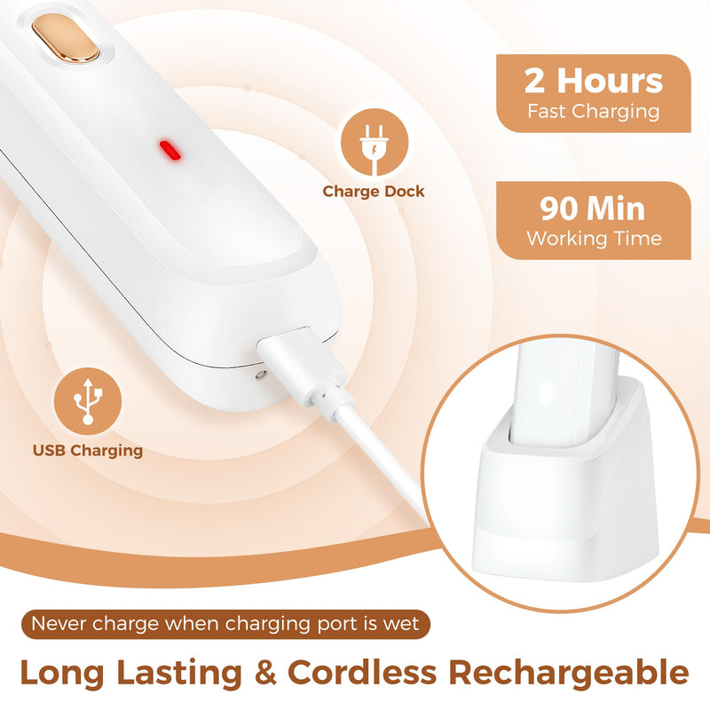 Bikini Trimmer for Women, 5-in-1 Waterproof Electric Razors for Women, Rechargeable Pubic Hair Trimmer, Electric Shaver with Travel Pouch, Body Shaver for Private Area Underarm Leg Face Nose, White