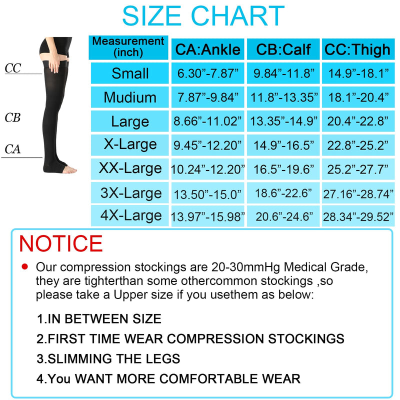 [Australia] - Footless Thigh High Compression Stockings For Women & Men,Firm Support Medical Hose 20-30 mmHg,Treatment Varicose Veins Swelling Footless Black Medium 