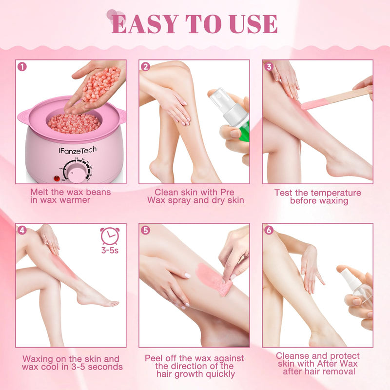 [Australia] - iFanzeTech Wax Machine Waxing Set Women: Wax Hair Removal - Wax Warmer Wax Device for Hair Removal with 5 Packs of Waxing Beads, Wax Machine Hot Wax Device Set for Home Salon 