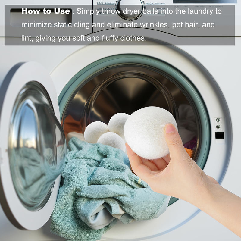 [Australia] - 8-Pack Premium Wool Dryer Balls - Reusable XL Natural Fabric Softener, Reduces Clothing Wrinkles, Pet Hair & Static Cling, Wool Balls Replaces Dryer Sheets,Laundry Wool Balls for Dryer 