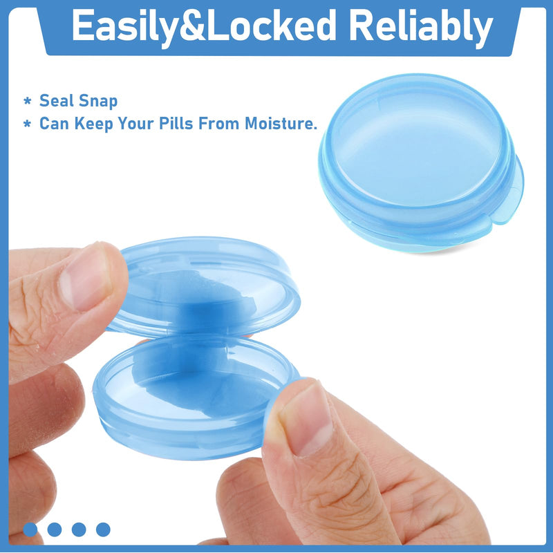 4 Pcs Mini Pill Organizer Small Pill Box Cute Portable Pill Case, 4 Blue | for Pocket Purse, Travel Storage Containers, Earplug Case, Medicine Dispenser, Vitamin Holder