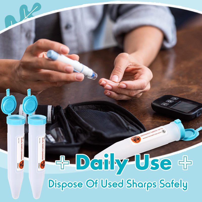 [Australia] - 6 Count Single Use Travel Sharps Containers Transportable Small Disposal Sharps Containers with Locking Mechanism for Needles Syringes (Blue) Blue 6 