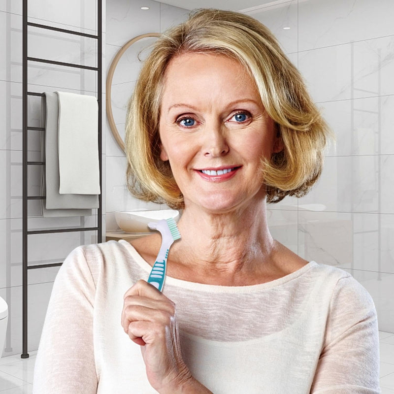 [Australia] - 4 pieces denture cleaning brushes, 1 piece braces case, double-sided denture brush, retainer descaling brush, denture toothbrush, portable cleaning brush, denture protection set 
