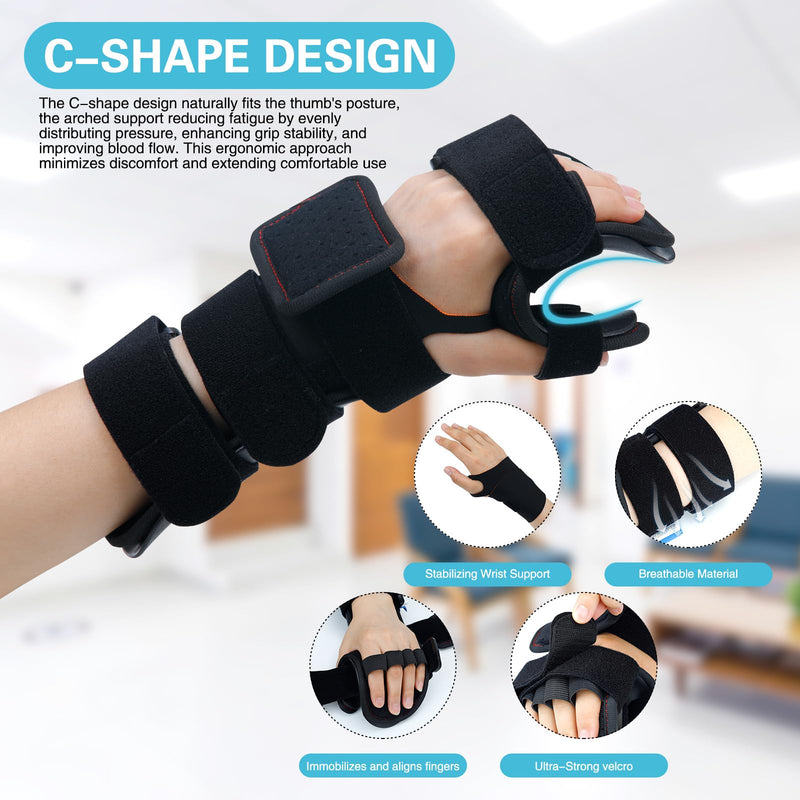 [Australia] - Stroke Resting Hand Splint & Wrist Brace Support Bundle - Prevent Flexion Contractures, Night Immobilizer Wrist Finger Brace with Finger Separator for Stroke Recovery, Arthritis, Tendinitis Left Medium 