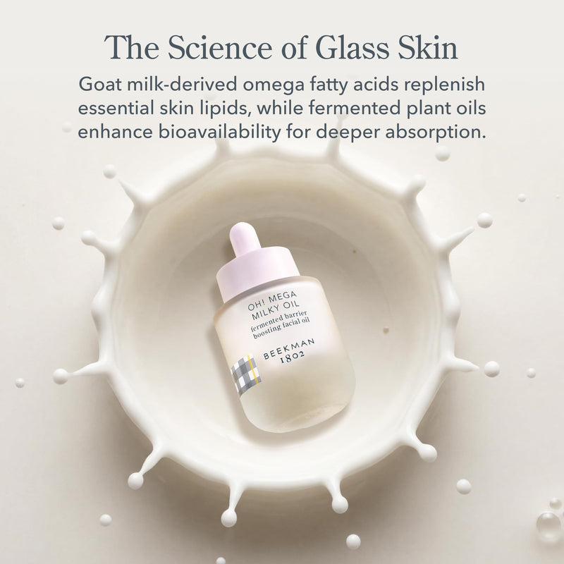 Beekman 1802 Oh! Mega Milky Facial Oil Serum, 1 fl oz | Vitamin C & Niacinamide Serum for Hydration & Barrier Support, Lightweight Face Oil, Non-Greasy, Sensitive Skin Safe 1 Fl Oz (Pack of 1)