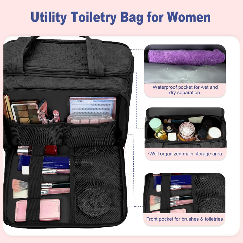 SMONT Tactical Toiletry Bag for Men Kahaki & Toiletry Bag for Traveling Women Black