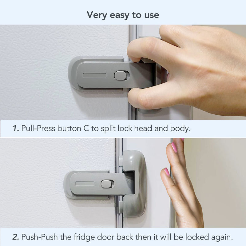 [Australia] - Moonybaby Baby Safety Freezer Door Latches to Keep Closed, Also for Fridge Lock for Kids, 1 Pack, Space Gray 