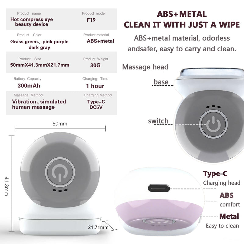 Eye Lift Wand, Eye Massager with Heat and Vibration for Dark Circles, Puffiness, Fine Lines/Wrinkle, Crow's Feet and Bags Under Eyes (Gray) Gray