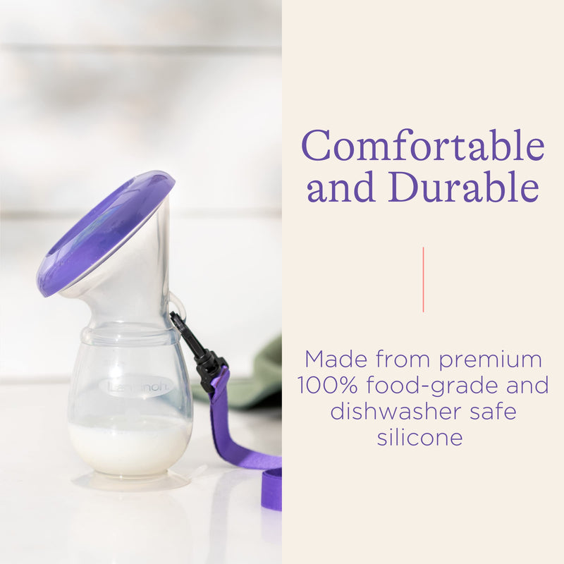 [Australia] - Lansinoh Silicone Breast Pump for Breastfeeding with Suction Base, 4 Ounces, Portable and Lightweight, Includes Neck Strap and Protective Lid, 1 Count 1 Count (Pack of 1) Manual Breast Pump 