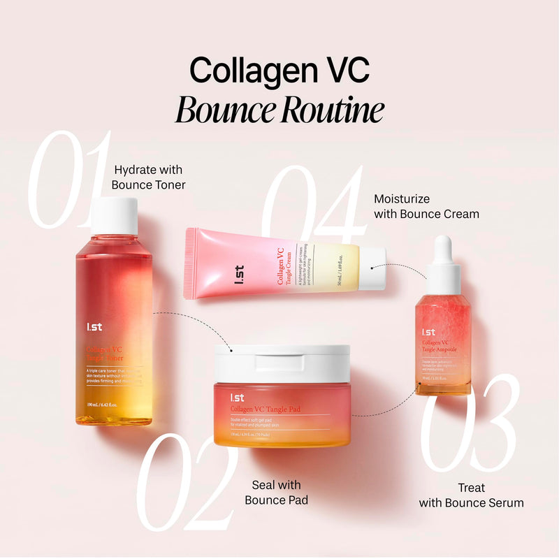 I.st Collagen VC Bounce Ampoule, Korean Face Serum with Vitamin C & Collagen, Hydrating Capsule Serum, Smooth Radiant Glow, 1.01 Fl Oz