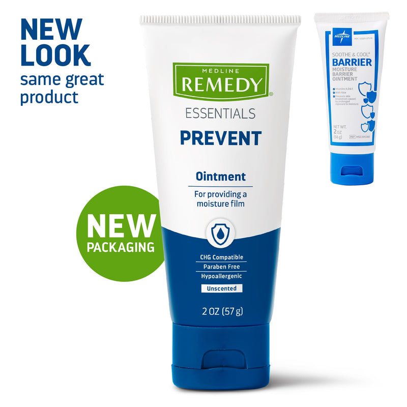 Medline Remedy Essentials Ointment (2 oz Tube), 12 Count, Unscented, Moisturizing Breathable Film, Aloe, Vitamins A, D & E, Soothing Incontinence Care for Adults, Hypoallergenic, Paraben Free 2 Ounce (Pack of 12)