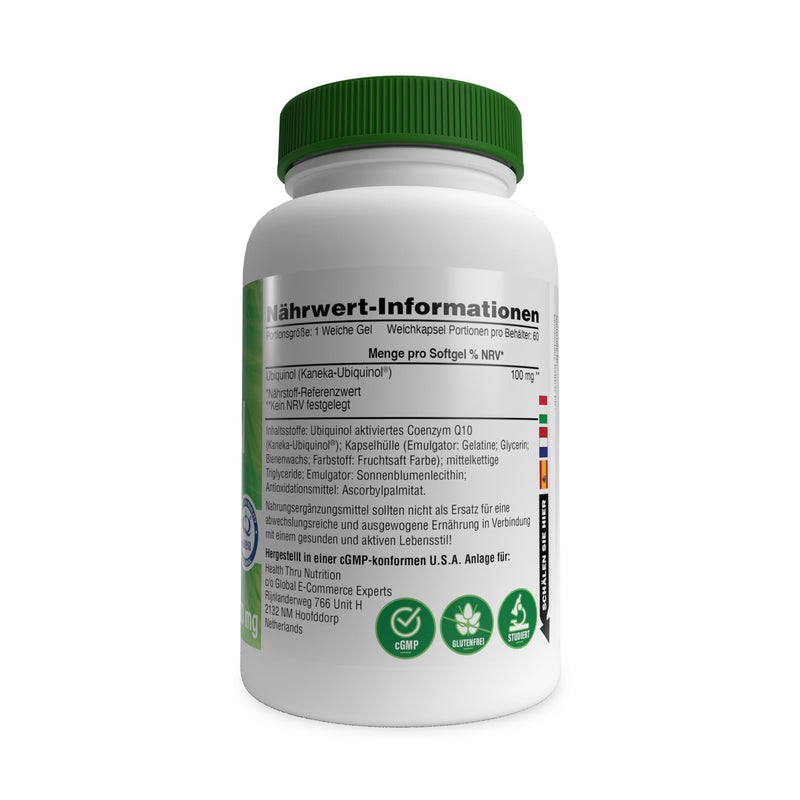[Australia] - Ubiquinol 100mg | Active form of Coenzyme Q10 | bioavailable antioxidant | Kaneka patented formula | 60 soft capsules | from Health Thru Nutrition 
