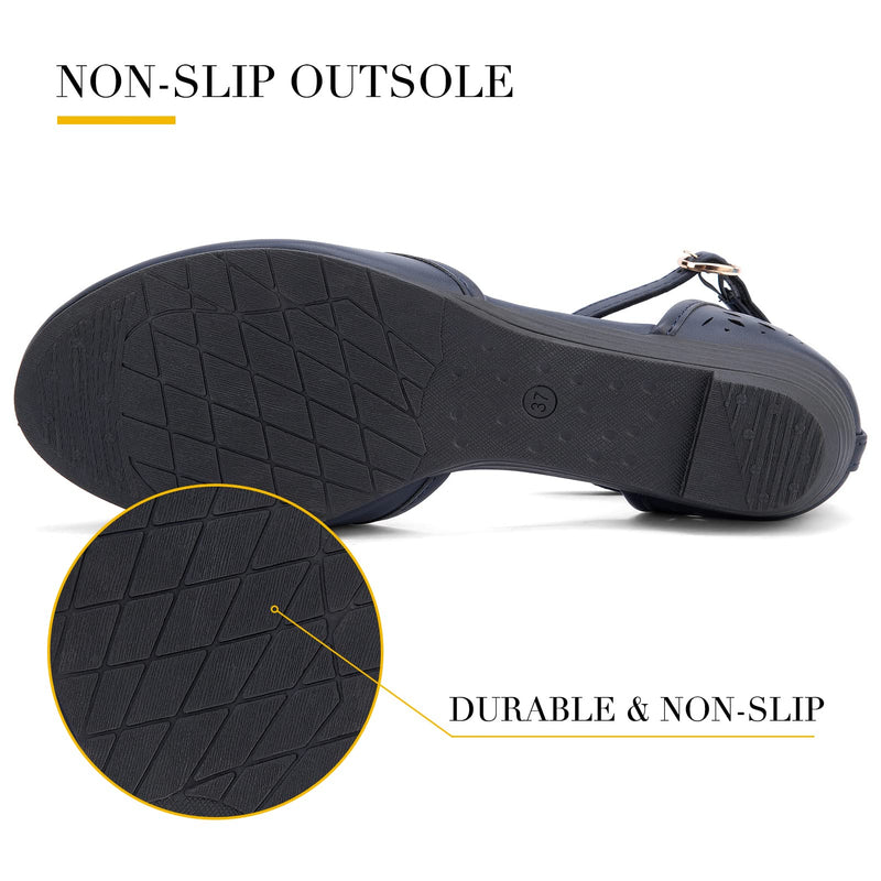 MaxMuxun Sandals for women 2026 Closed Toe Flats Roman Ankle Strap Cage Comfortable Summer Beach Dressy Shoes 9 Blue