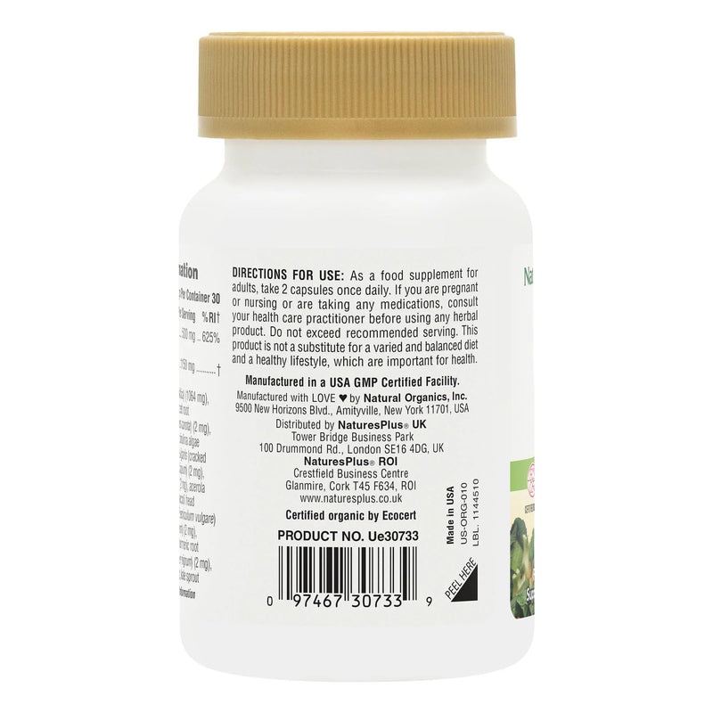 NaturesPlus Source of Life Garden Organic Vitamin C - Gentle Vitamin C from Amla Fruit with Bioflavonoids - Collagen, Beauty, Immune Support - Vegan, Gluten Free - 60 Capsules