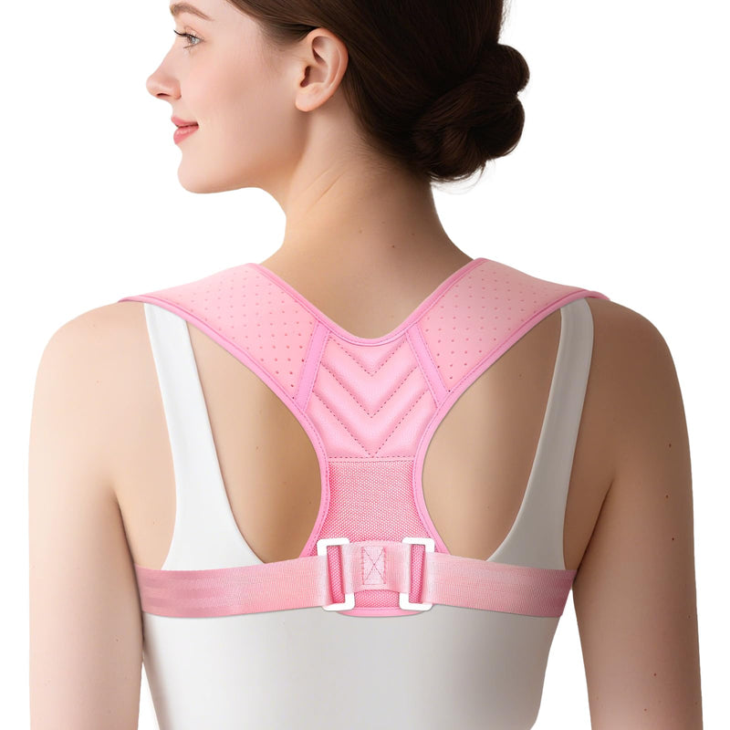 Posture Corrector For Women, Invisible & Breathable Upper Back Brace - Adjustable Back Straightener Posture Support - Relieve Shoulder, Neck & Back Pain Medium (Chest Size 27"-38") Pink 1