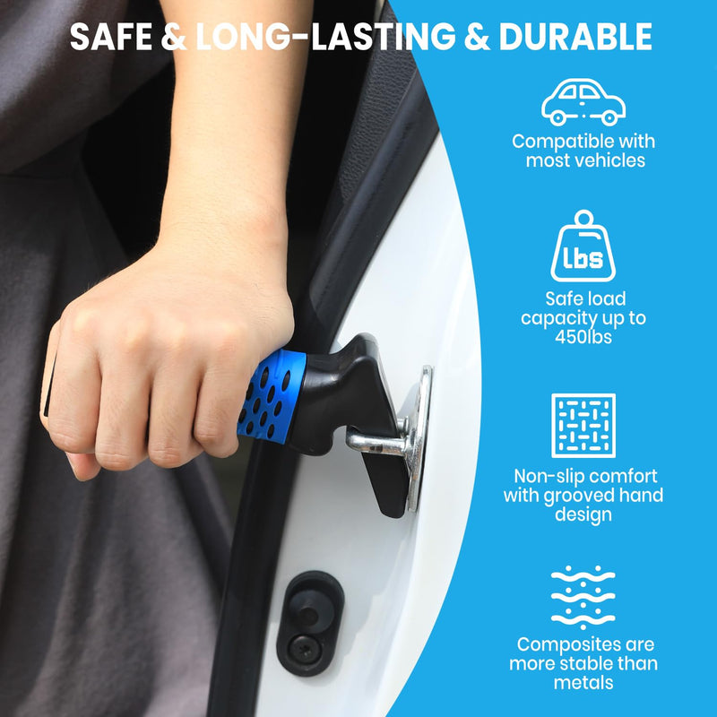 [Australia] - Elderly Car Door Handle Assist Support - Auto Grab Cane for Seniors & Handicapped, Portable Mobility Aids for Getting Out of Car- Blue, 2 Pack 