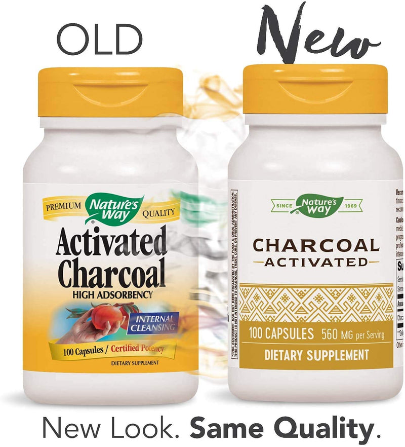 [Australia] - Nature's Way Activated Charcoal - Digestive Supplement - Active Charcoal Supplement - Binds Unwanted Materials & Gas in Digestive Tract* - Gluten Free - 100 Capsules, Pack of 2 