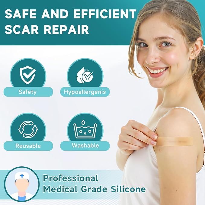 Medical-Grade Silicone Scar Tape Roll (1.6" x 118") Silicone Scar Sheets Keloid Bump Removal - Reusable Silicone Tape Scar Removal Strips, Scar Tape for Surgical Scars, C Section Scar Silicone Strips 1 Pack