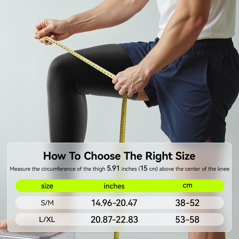 Copper Leg Compression Sleeve for Men & Women [360° Full Compression & Copper Infused] Knee Stabilizer Brace for Meniscus Tear, ACL, MCL, Arthritis & Joint Pain Relief, Calf & Thigh Support for Running Black S/M