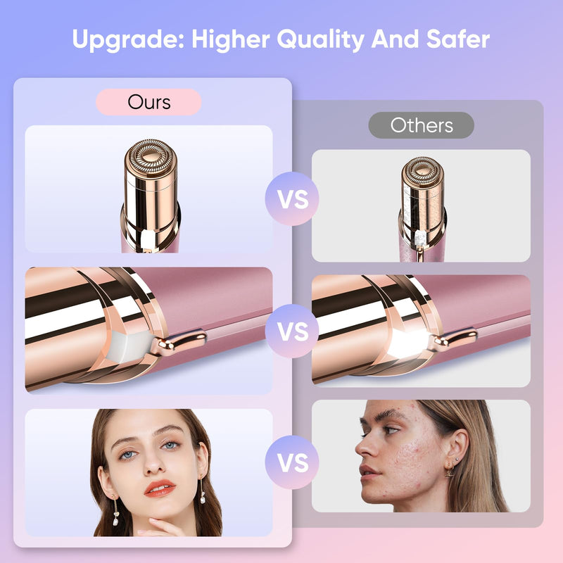 [Australia] - Facial Hair Removal for Women- as Seen on TV Painless Face Shaver -Painless Womens Facial Hair Remover with 2 Replacement Heads, Lipstick-Sized, USB Rechargeable（Rose Gold） rose-gold 