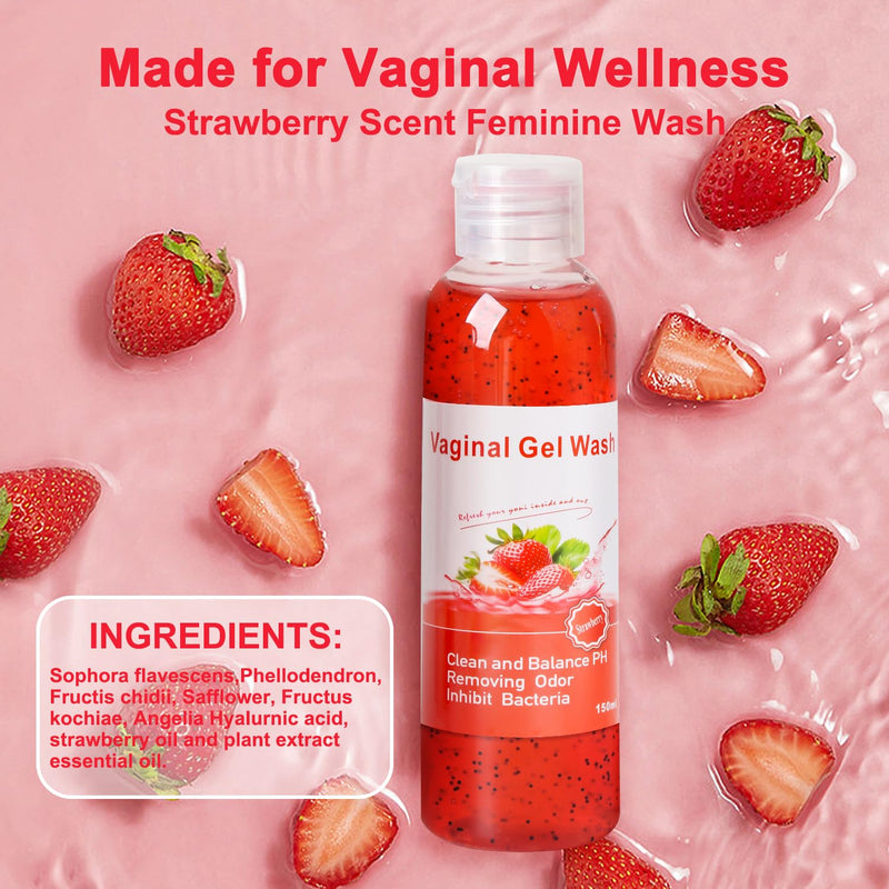 [Australia] - Feminine Wash & Yoni Oil & Yoni Soap Set for Women, Yoni Wash for Vaginal Ph Balance Remove Odor Moisturizing, 1 Fl.Oz Feminine Oil & 5.07 Fl.Oz Vaginal Wash 5.29OZ Yoni Soap Bar, Strawberry Scent 