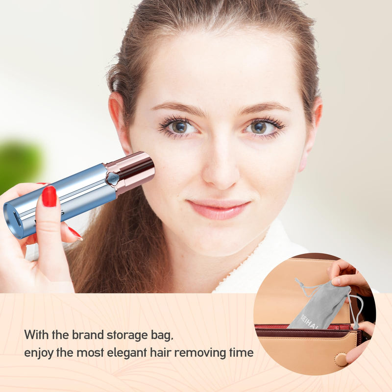 [Australia] - Facial Hair Remover for Women, Rechargeable Face Shavers for Women,Included 2 x Replacement Heads, Upper Lip, Chin, Face Hair Remover Peach Fuzz Remover Blue+2 Heads 