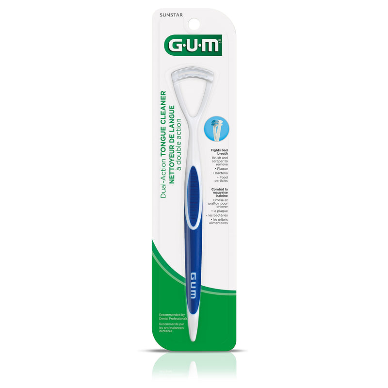 [Australia] - GUM Tongue Cleaner - Dual Action Soft Bristled Tongue Brush with Tongue Scraper for Better Oral Hygiene - Bad Breath Treatment (Pack of 3) 1 Count (Pack of 3) 