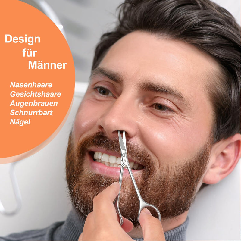 [Australia] - THRAU beard scissors, multifunctional facial hair scissors, high-quality stainless steel eyebrow scissors - easy trimming of nails, eyebrows, nose hair, beard and eyelashes 