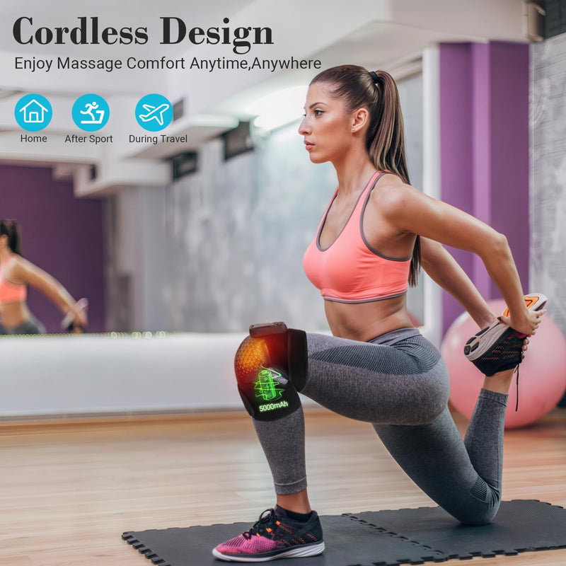 CuPiLo Cordless Knee Massager with Heat - 6 Adjustable Vibration & 5 Heating Level Knee Warmer Pad