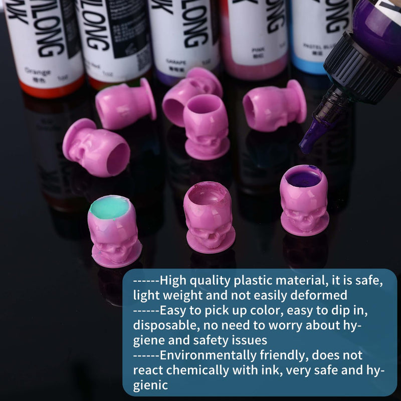 [Australia] - Tattoo Ink Caps Disposable Skull Tattoo Ink Cups Plastic Ink Caps for Tattooing Makeup Pigment Ink Cups Tattoo Ink Holder Tattoo Supplies and Equipment, Tattoo Accessories (Pink-50PCS) Pink-50PCS 