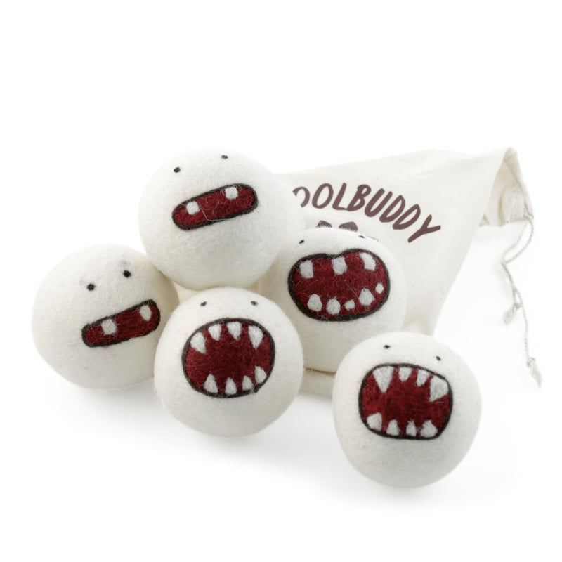 [Australia] - Woolbuddy Dryer Balls, 6 pack Monster Design Reusable Wool Dryer Balls, Home and Cleaning Essentials, Cute & Funny Laundry Accessories for Reusable Pet Hair Removal and Efficient Drying 
