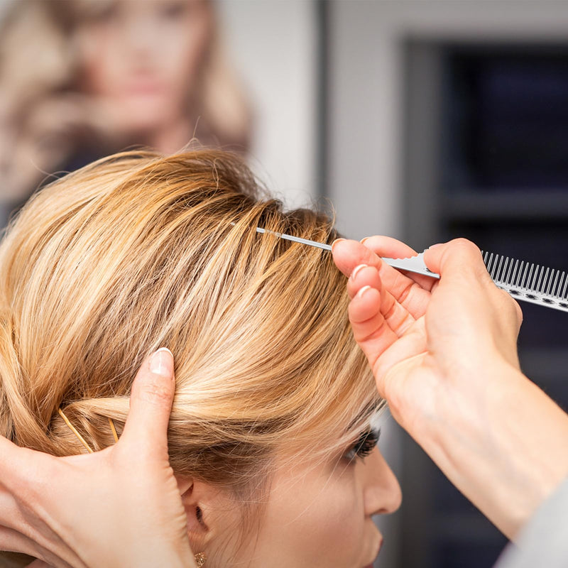 CGBARBER 4 Types Aluminum Hair Combs for Cutting Stainless Steel Hair Tail Metal Comb (silver) silver