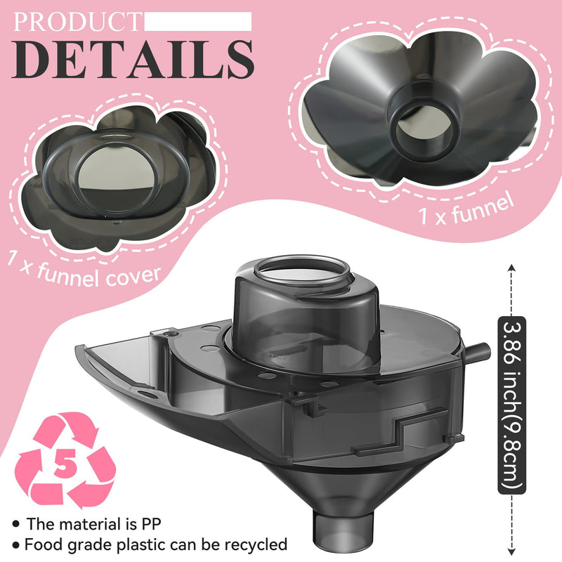 [Australia] - 2 Sets Replacement Funnel Compatible with Baby Brezza Replacement Parts Funnel and Cover Baby Formula Dispenser, Grey 2 