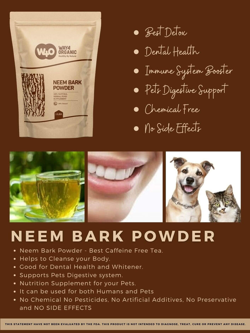[Australia] - Neem Bark Powder 16 Oz (1 lb) - Dental and Digestion Support - Tooth Powder - Way4Organic 1 