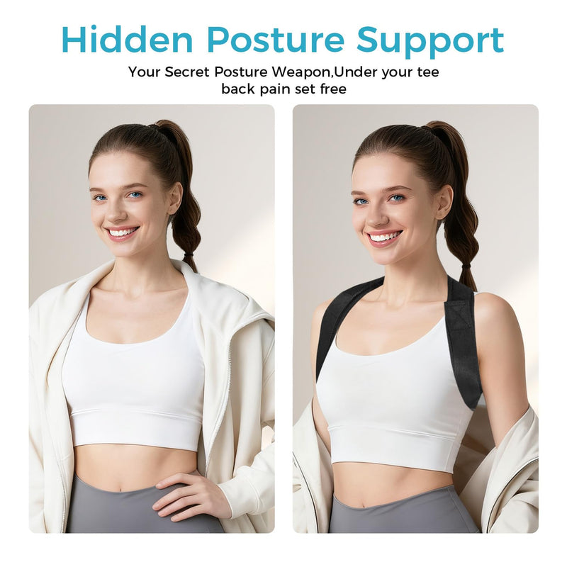 Posture Corrector for Women and Men, Invisible Mesh Breathable Back Brace, Adjustable Back Straightener, Relieves Shoulder, Neck, and Back Pain Large(Waist 30"-43")