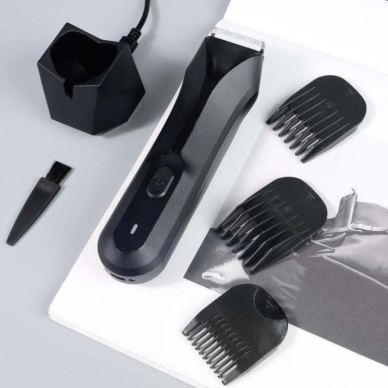[Australia] - FAMILIFE Body Trimmer for Men, Ball Trimmer Men, Electric Groin & Pubic Hair Trimmers, Replaceable Ceramic Blade Heads, Waterproof Wet/Dry Use, Standing Recharge Dock, 90 Minutes Usage 