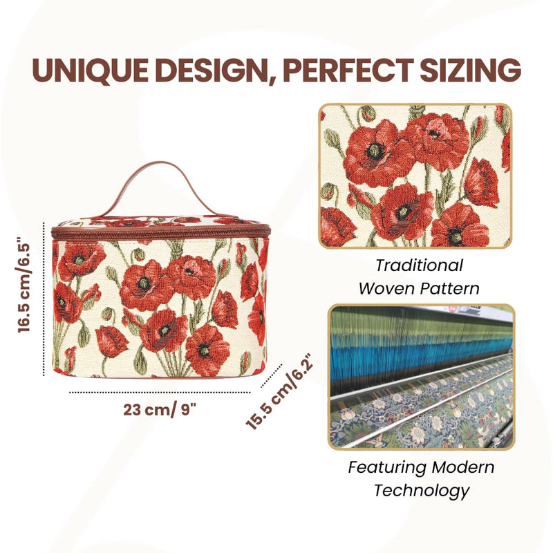 Signare Womens Vanity Bag/Toiletry Case/Make-Up Case, Available in 14 Designs Poppy