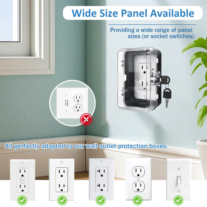 [Australia] - Child Proof Outlet Lock Box with 2 Durable Keys - Heavy Duty Safety Cover for Baby Proofing, Tool-Free Installation, More Space for Large Plugs Universal Fit Socket Protector (1Pack, Black) 1 pack 